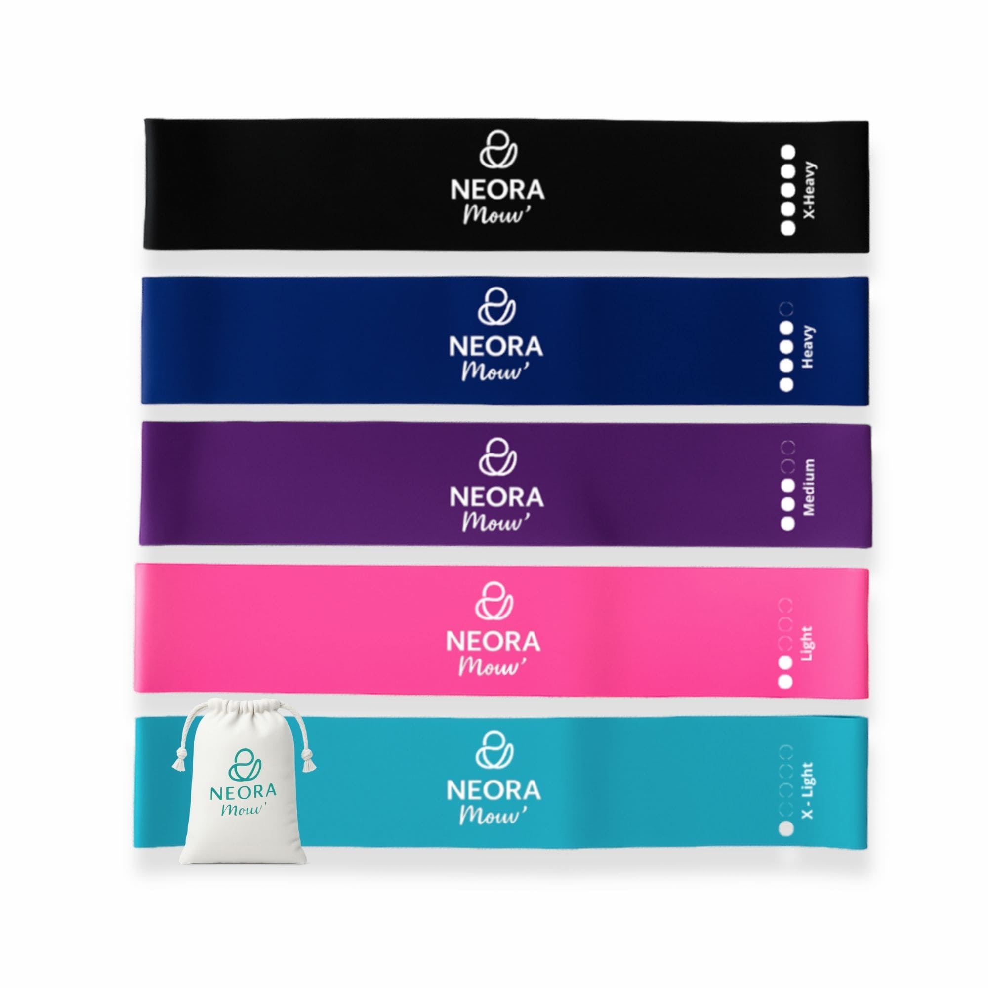 Set 5 bandes latex couleurs unies Neora Mouv