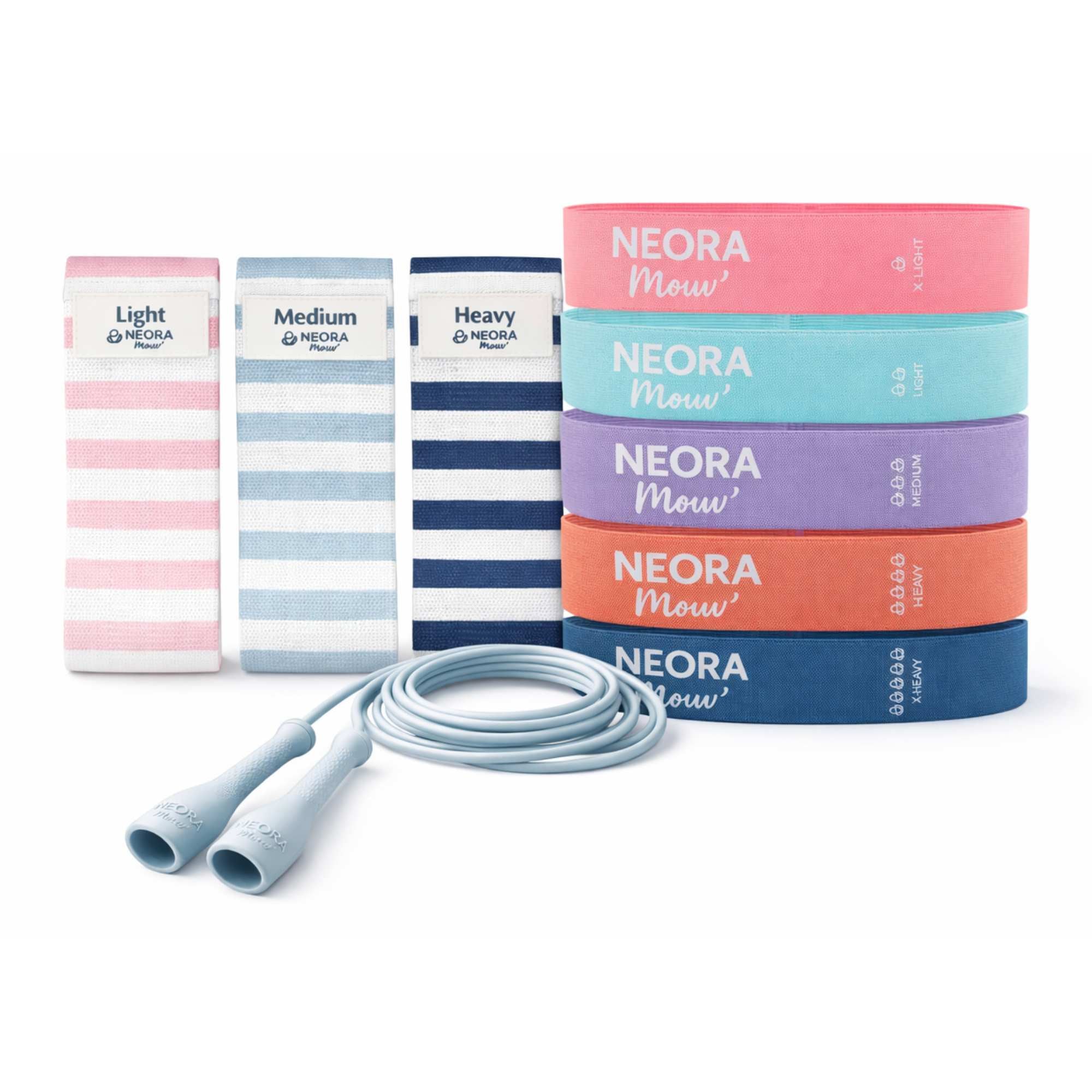 Set rituel quotidien corde a sauter et bandes de resistance en tissu Neora Mouv
