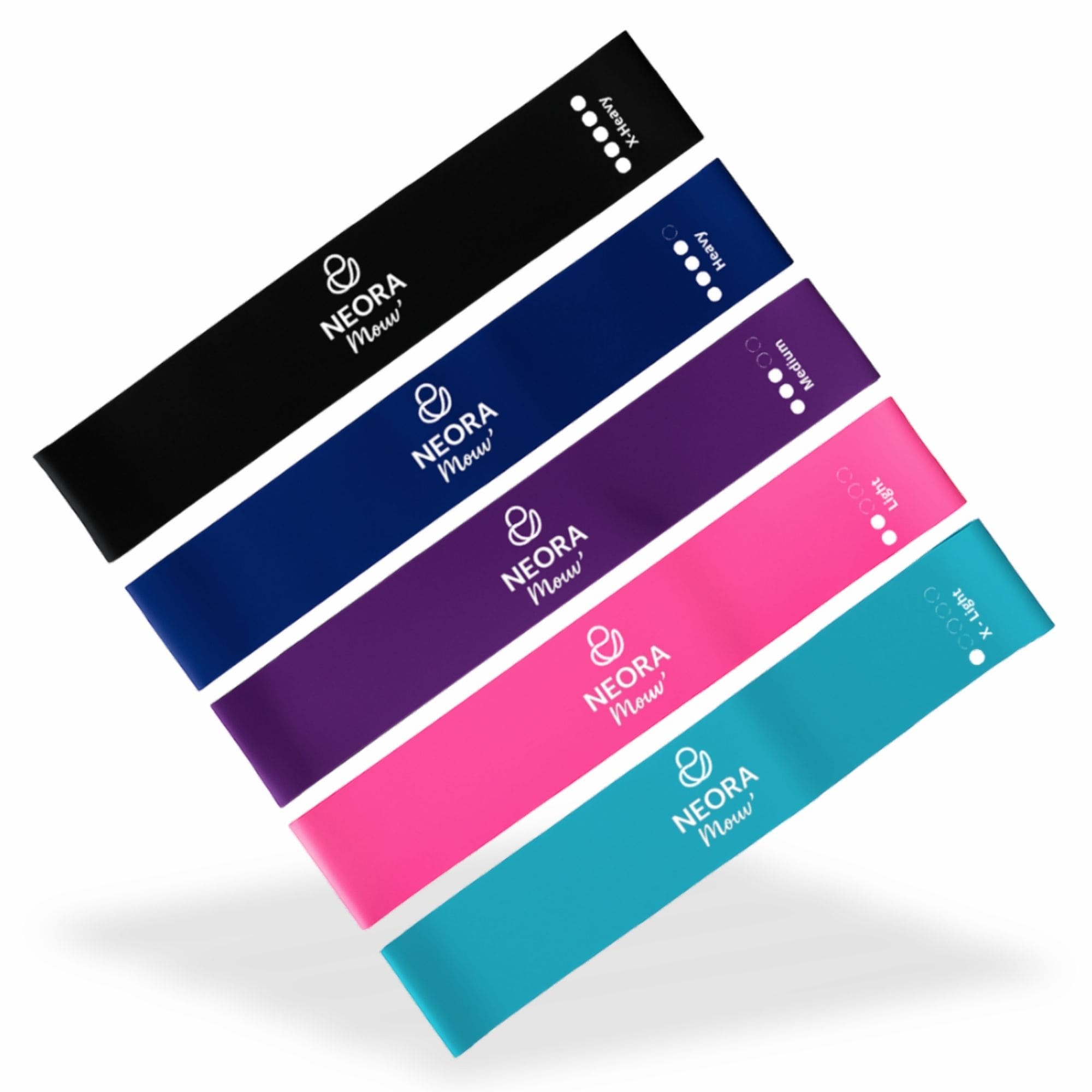 Set de 5 bandes de resistance couleurs unies en latex 100% naturel Neora Mouv